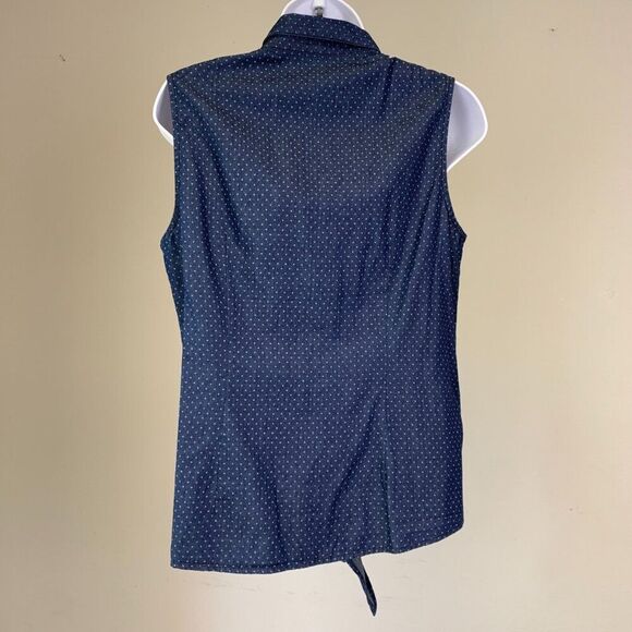 The Limited sz M Sleeveless Top Button Front Tie Waist Polka Dot New NWT - Picture 4 of 8